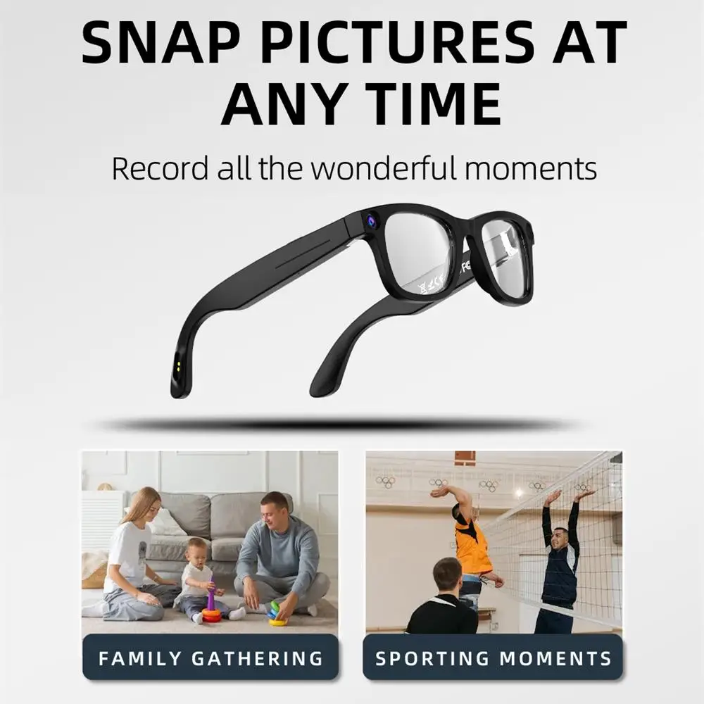 800 واط كاميرا نظارات مكافحة الضوء الأزرق BT AI ترجمة النظارات الذكية مكالمة صوتية الموسيقى النظارات الشمسية 1080P تسجيل الفيديو تسجيل الصوت