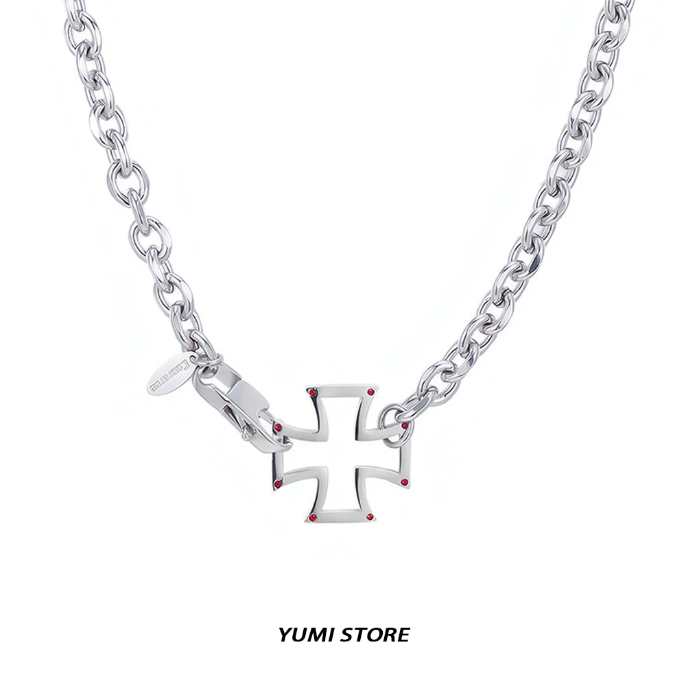 فاسق الجوف الزركون الصليب قلادة للرجل امرأة غير يتلاشى التيتانيوم الصلب سلسلة الترقوة المختنق الهيب هوب زوجين مجوهرات Kpop هدية #1