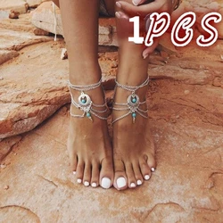 Vintage Silver Color Ankle Bracelet Foot Jewelry Barefoot Sandals Anklet for Women