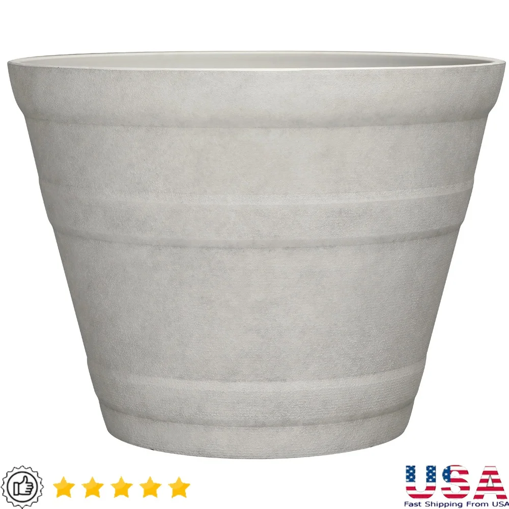 

Sandy Recycled Resin Planter with Drainage Holes UV Resistant Lightweight Durable Indoor Outdoor Garden Pot For Plants
