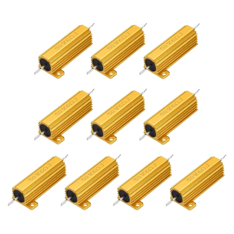 

ABLN-10Pcs 50W 6 Ohm 5% Aluminum Housing Case Resistor Wirewound Power Resistors 6 Ohm Resistor