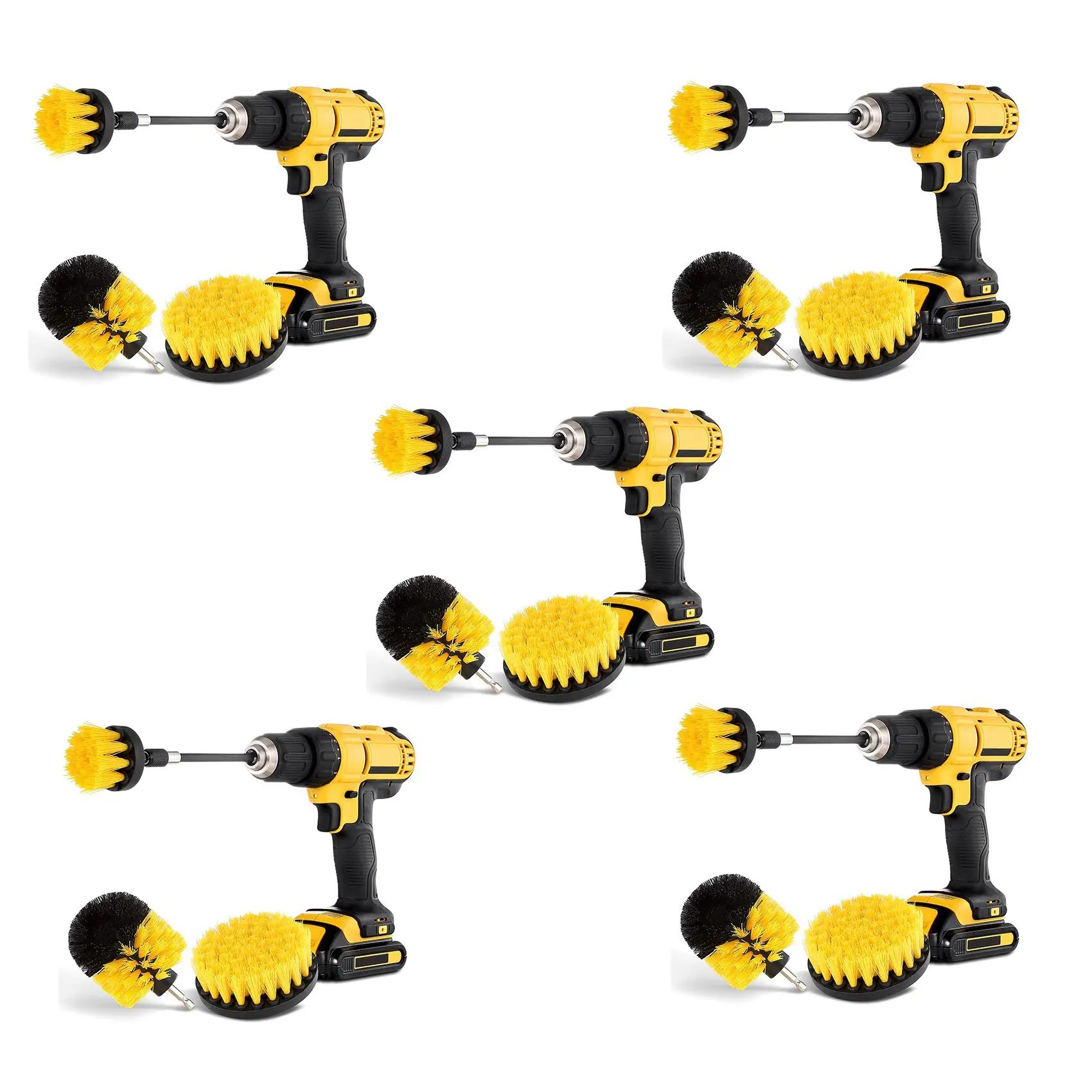 BAAJ-20Pcs Combinate Drill Brush Power Scrubbing Brush Drill Spin Scrubber Electric Cleaning Brush Fixing