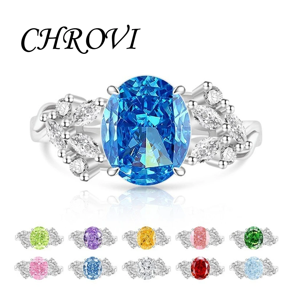 Luxurious 925 sterling silver dynamic floral language ring finger ring gemstone ice flower high-carbon diamond oval-shaped ring