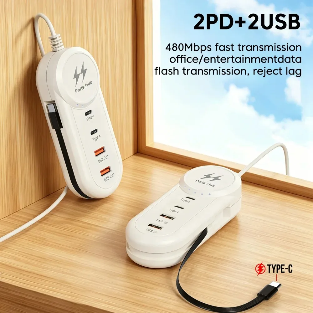 4‑Port Fast Charging Charger Type‑C USB‑A Charging Station Fast Charger Type C Desktop Power Expansion Board For iPhone Xiaomi