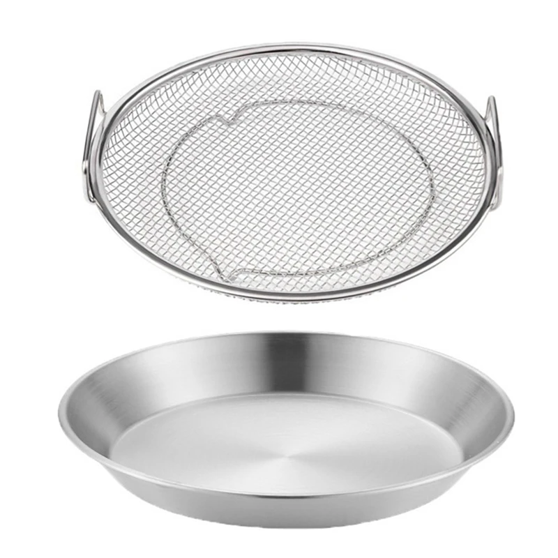 PZHI Kitchen Oil Filter Pan Stainless Steel Frying Oil Filter Pan Fine Mesh Filter Basket Frying Grill Food Tools 18cm Silver