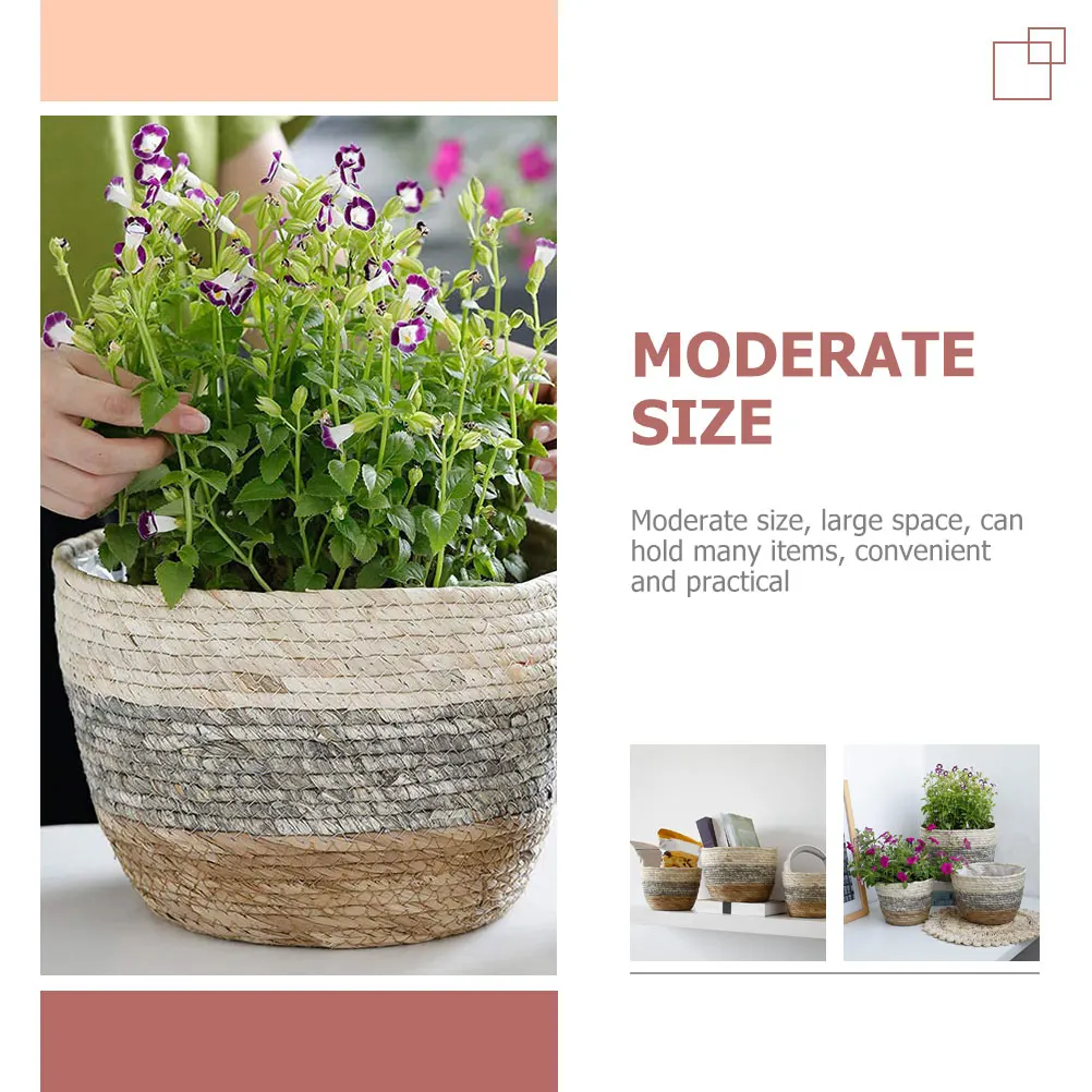 

2Pcs Rattan Decorative Flower Basket Woven Planters Suitable for Garden Balcony Living Room Desktop Plant Holder