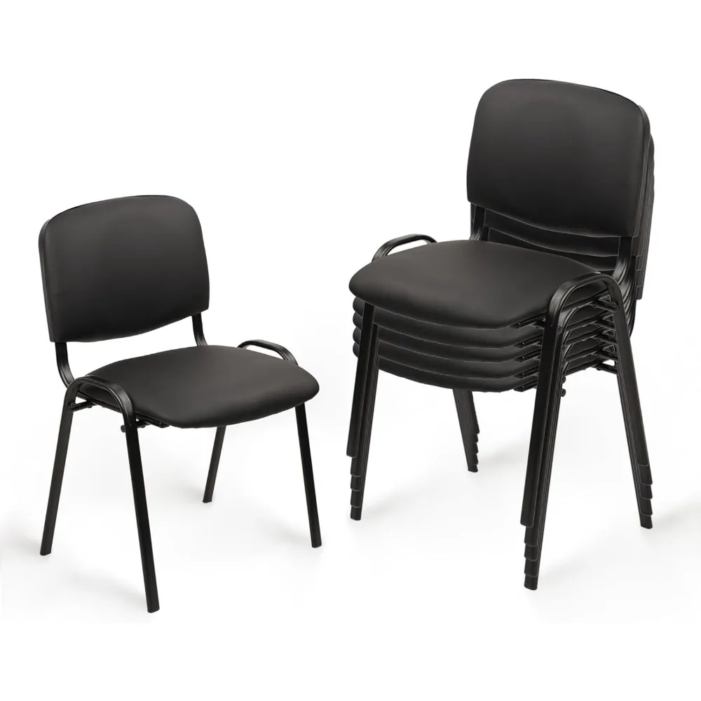 

Stacking Waiting Room Chairs, PU Leather Armless Office Guest Chair with Metal Frames, Stackable Conference Room Chairs