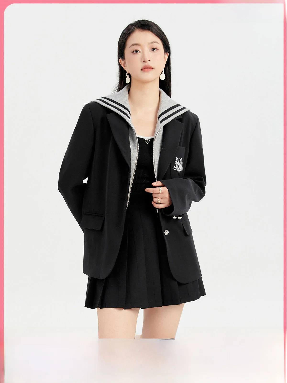 

Женский костюм GW больших размеров: пиджак с воротником-стойкой, имитация двойки, осенняя новинка, для офиса, с длинным рукавом, стандартной длины, из полиэстера