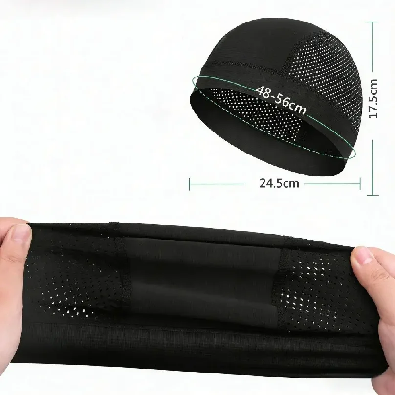 Imagen 7: Gorras de ciclismo de malla de verano, gorras ligeras que absorben el sudor, gorras con forro para casco para correr, gorras de ciclismo transpirables elásticas de secado rápido
