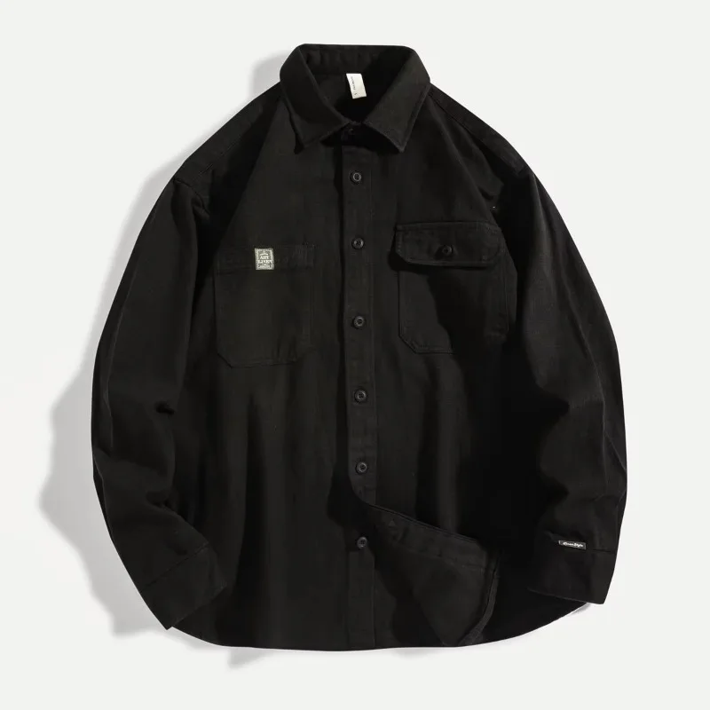 2026 Spring and Autumn New American Retro Tooling Brown Shirt Men's Long-sleeved Loose Casual Multi-pocket Shirt M990
