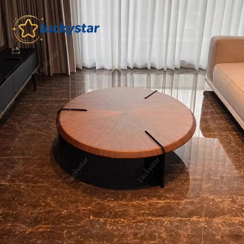Italian modern simple walnut color coffee table combination