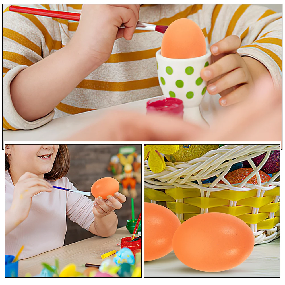 6 Pcs DIY 페인트 계란 빈 나무 색칠 키트 낙서 치킨 코옵 액세서리 가짜 가짜 장식 더미 어린이