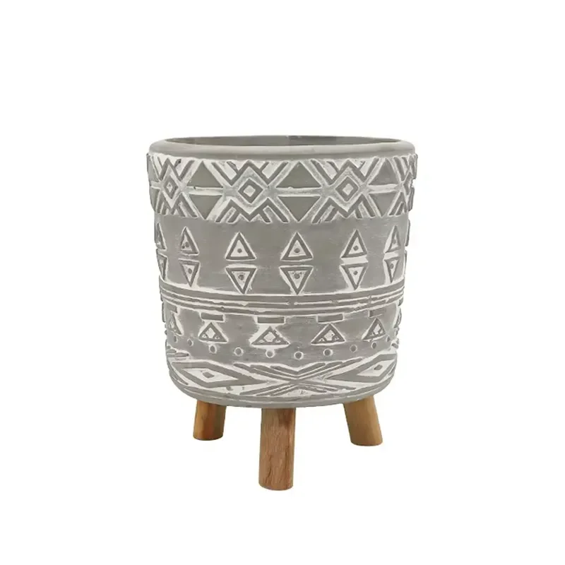 Durable Concrete Cylindrical Flower Pot for Bonsai Eco Friendly Garden Planter Wholesale Heavy Duty Cement Vase for Indoor