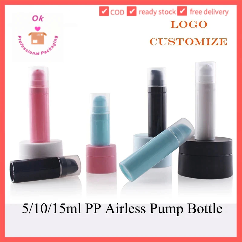 

10/20/50/100Pcs 5ml 10ml 15ml Travel Cream Pump bottle Serum Refillable PP Airless Foundation Packaging Cosmetic JX50401