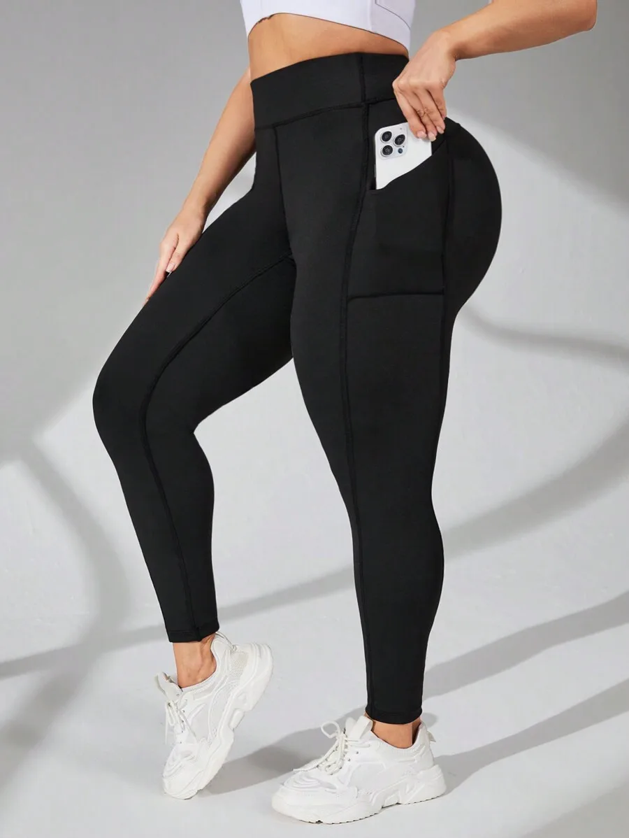 Auralis Plus Size Athletic Leggings With Tummy Control And Pockets Yoga Women Pants