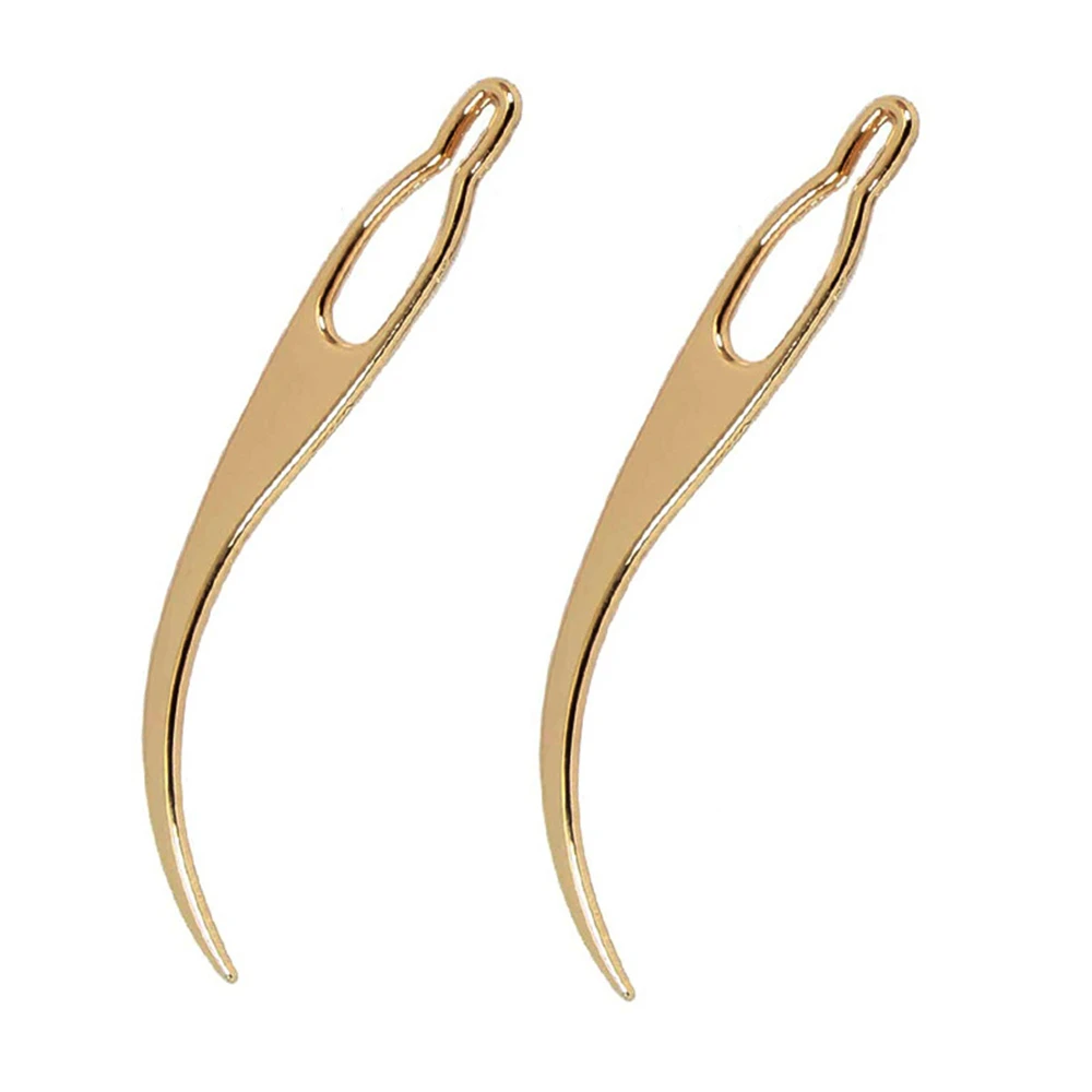 

1pcs Dreadlocks Interlocking Needles Crochet Wig Needle Curved Hair Needle For Making Wigs Hair Interlocking Tools Golden