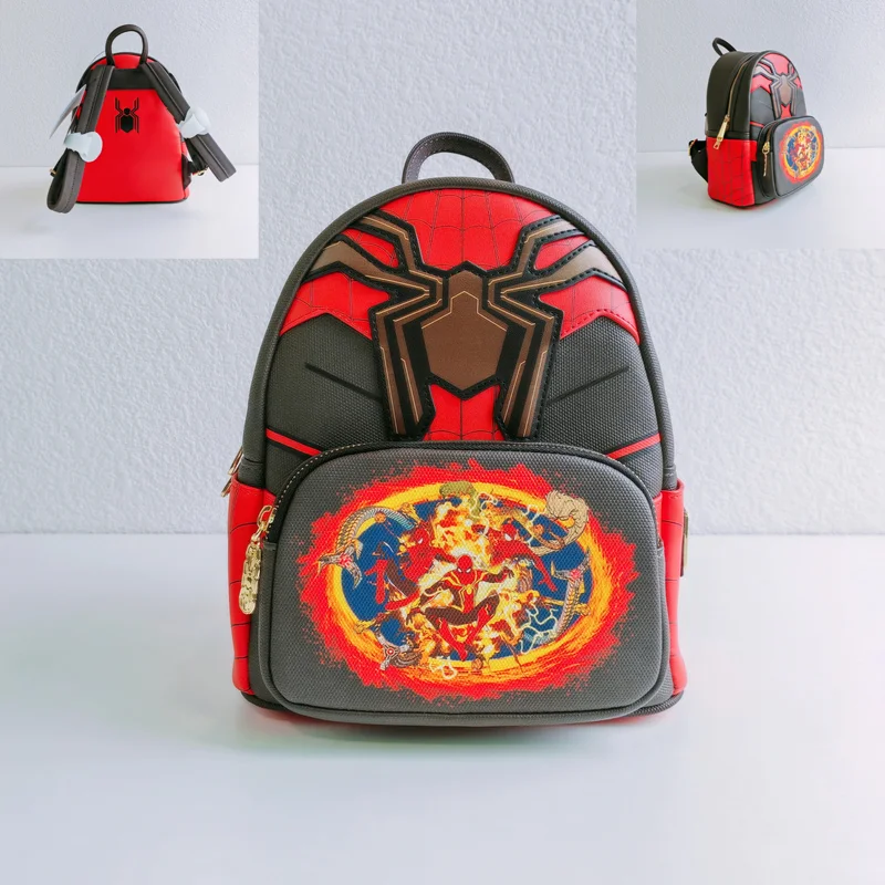 Loungefly-mochila con estampado de Marvel de Disney, bolso de hombro doble de cuero PU, mochila escolar de ocio a la moda, regalo