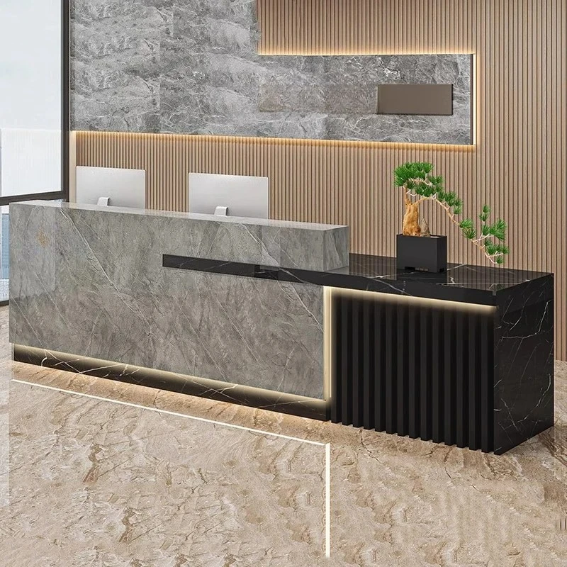 

Trendy Versatile Reception Desk Simple Modern Luxury Aesthetic Reception Desks Unique Design Theke Empfang Office Furniture