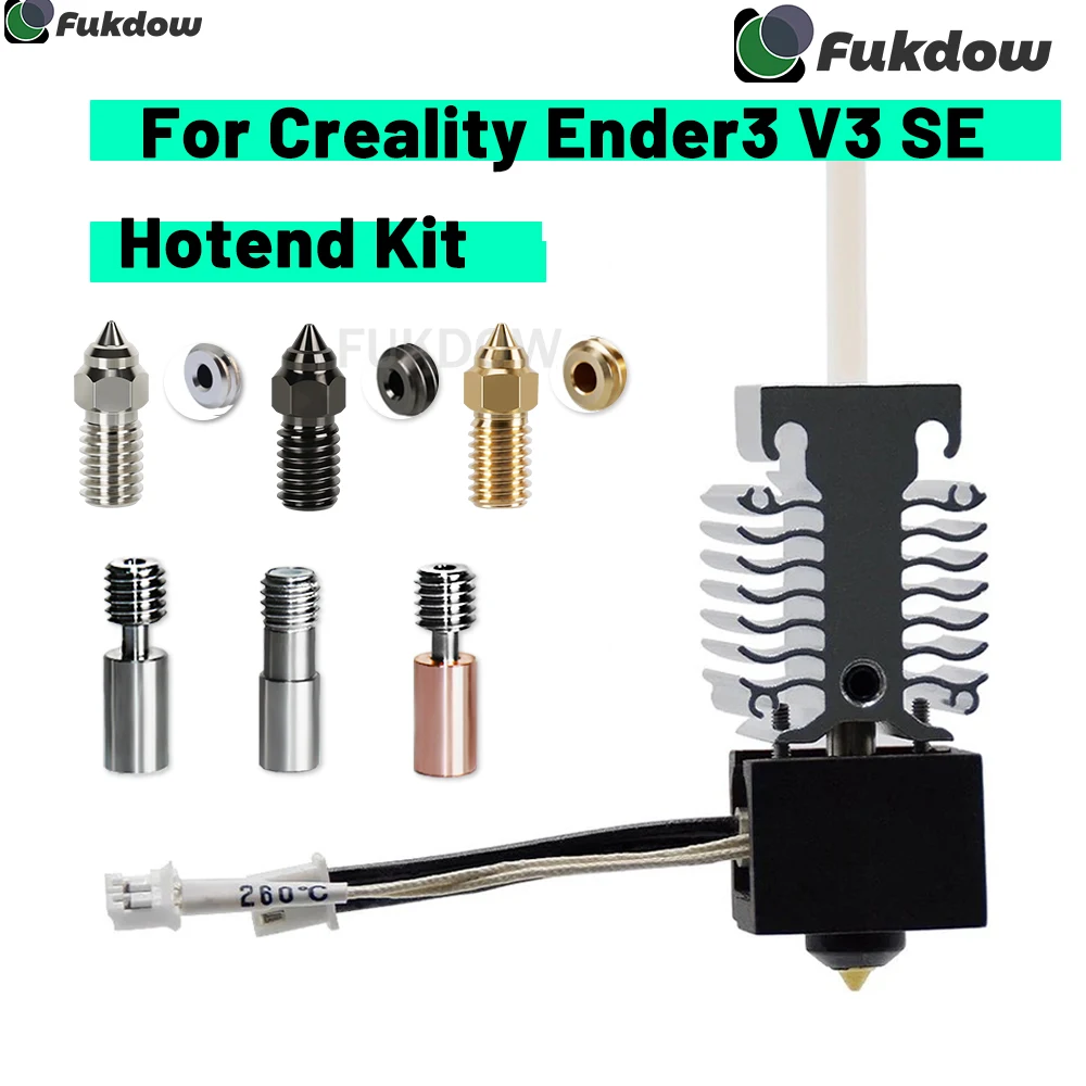 Hotend Kit For Creality Ender 3 V3 SE Titanium Alloy Throat Bimetal Heatbreak 24V 40W J-head Ender-3 V3 SE Heating Block Kit