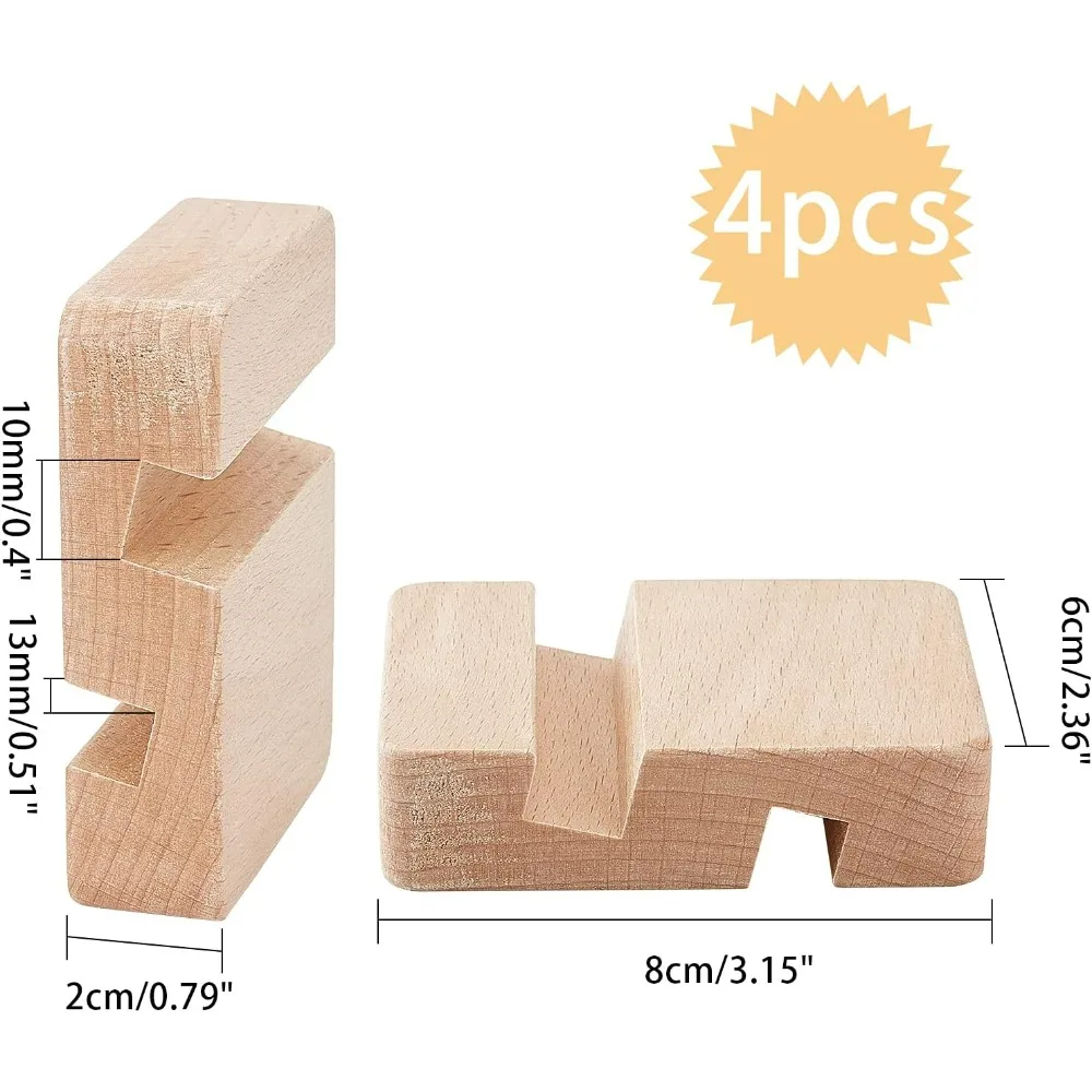 4 Pcs Wooden Stand Holder 8x6x2cm Wood Mobile Phone Holders Universal Desktop Phone Stand Portable Mobile Tablet Holder