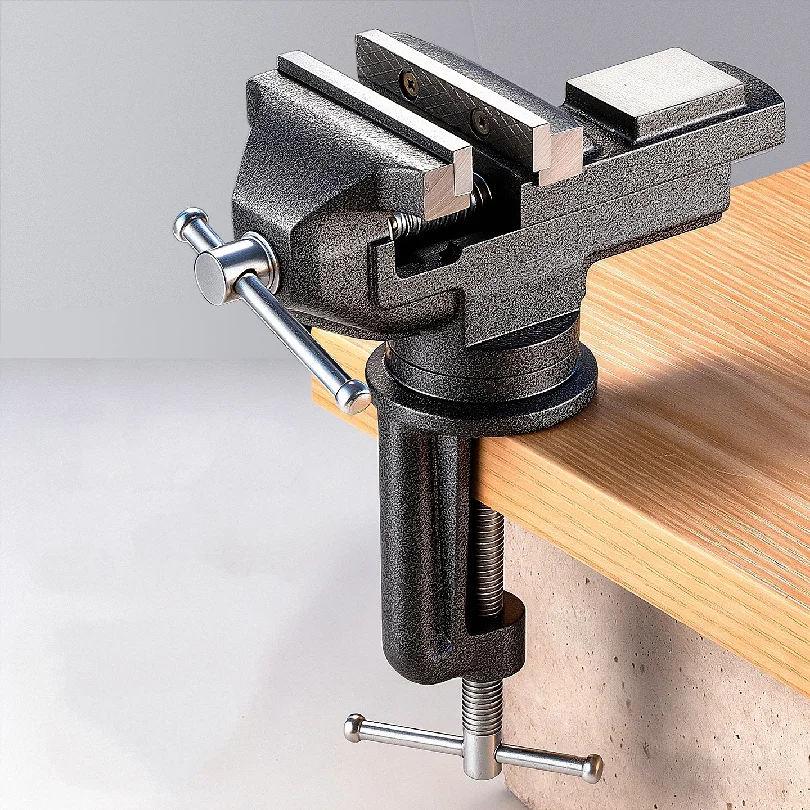 Professional Table Vise , 360° Rotation Work Clamp-On Vise, Versatile Use, Heavy Duty Construction for Woodworking, Metalworking