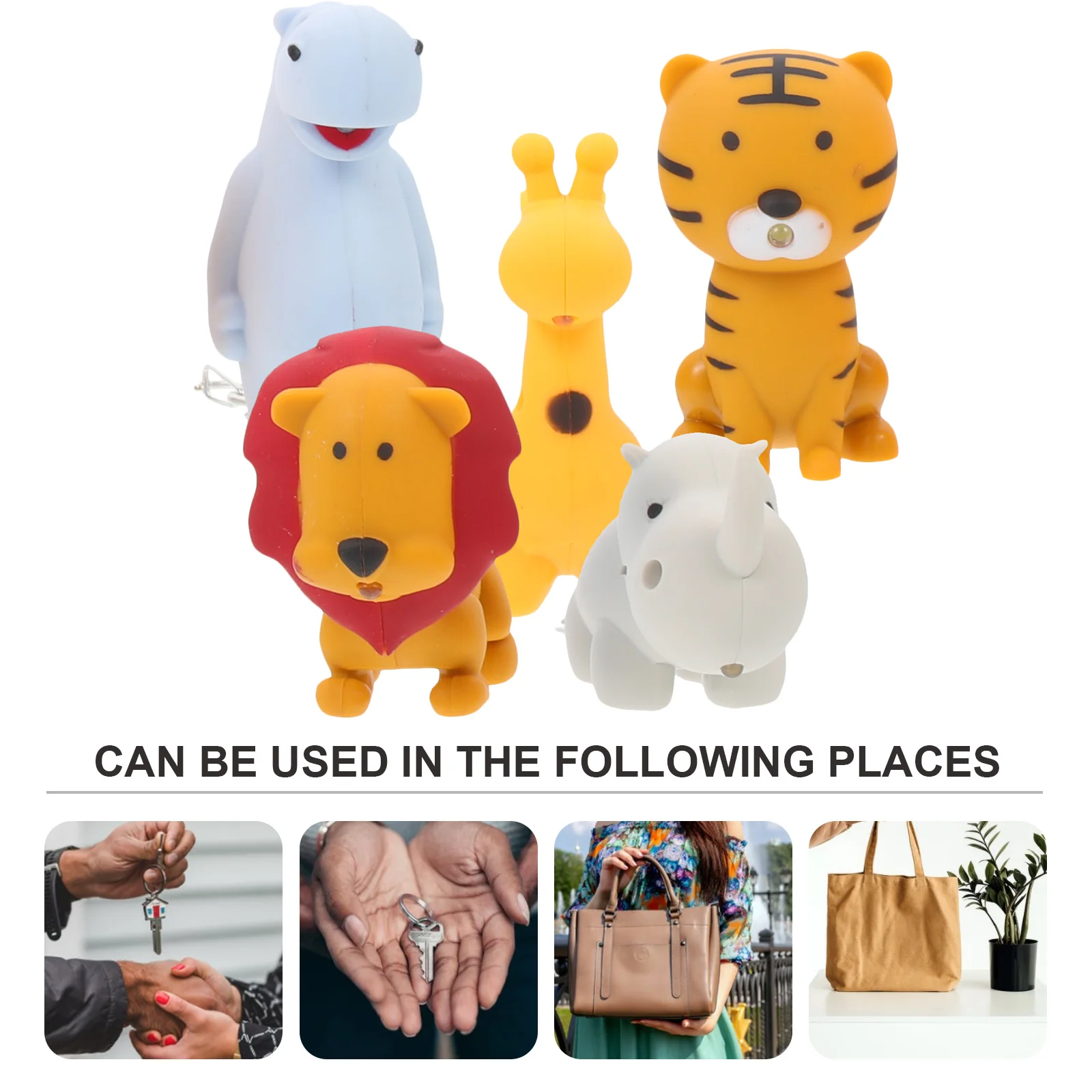 5 Stück leuchtende Schlüsselanhänger mit Taschenlampe und Sound, Tiermotiv, Kinder-Schlüsselanhänger, Partygeschenke, lustiges Geschenk für Kinder, Jungen und Mädchen