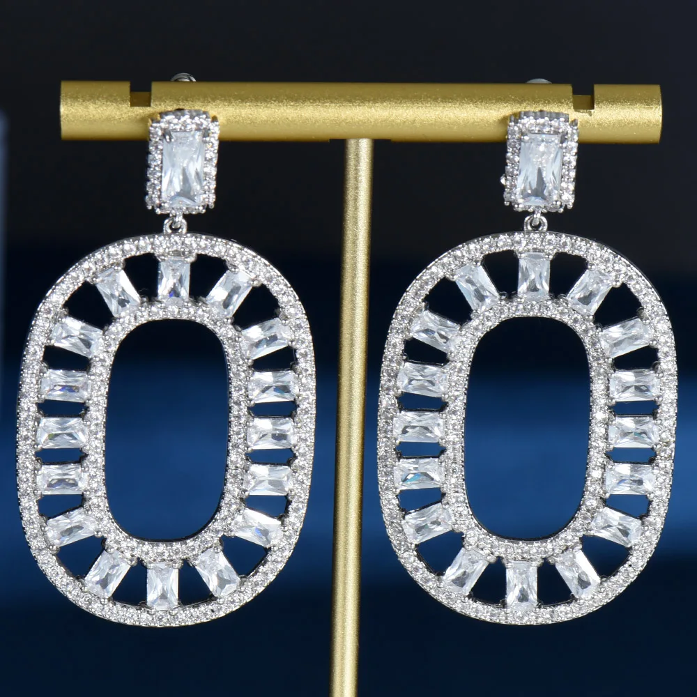 

HIBRIDE Big Oval Shape AAA Cubic Zirconia Drop Earrings for Women Bridal Wedding Party Jewelry Boucle d'oreille Brincos E-1108