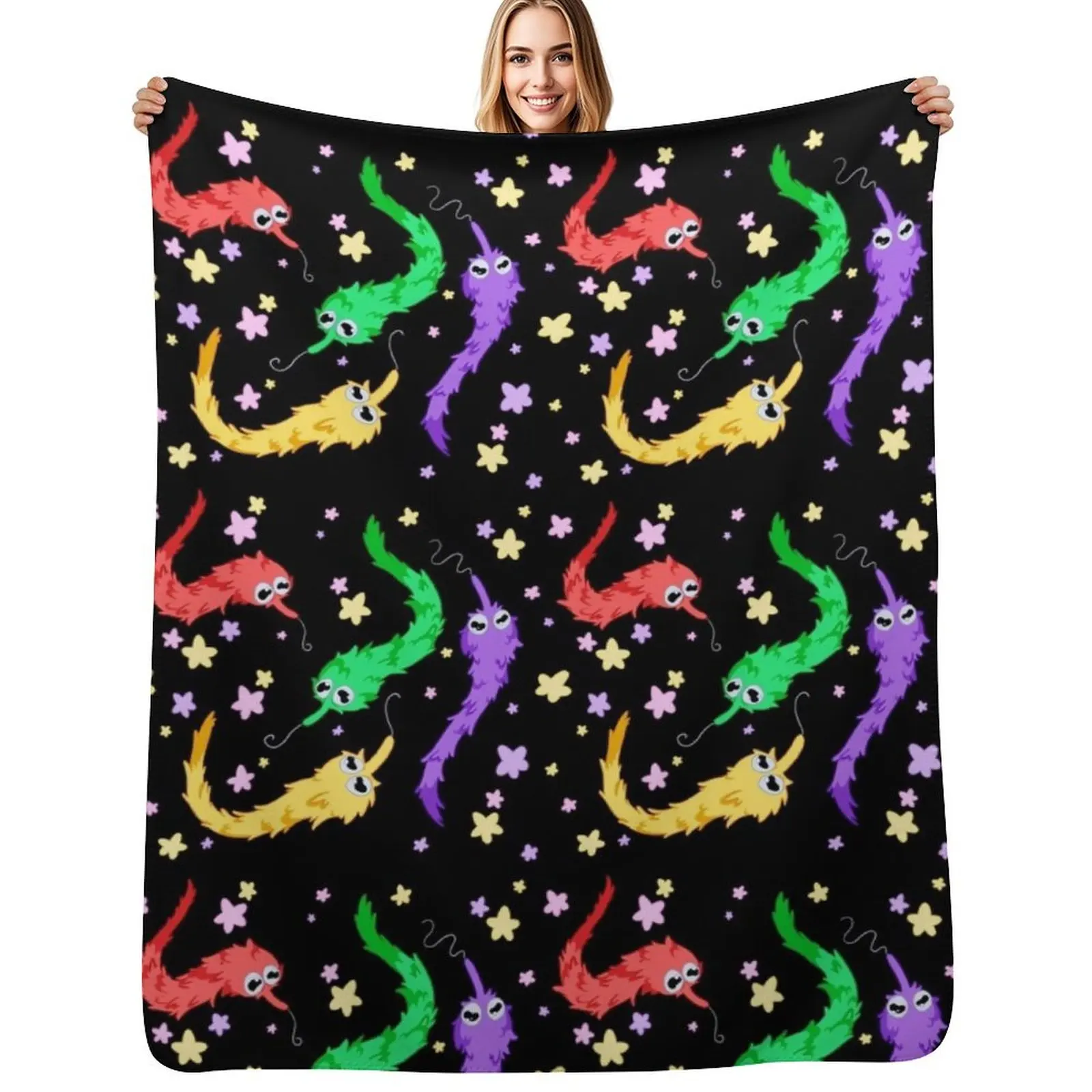 

Worm on string pattern BLACK Throw Blanket Breathable Lightweight Blanket for Adults Kids