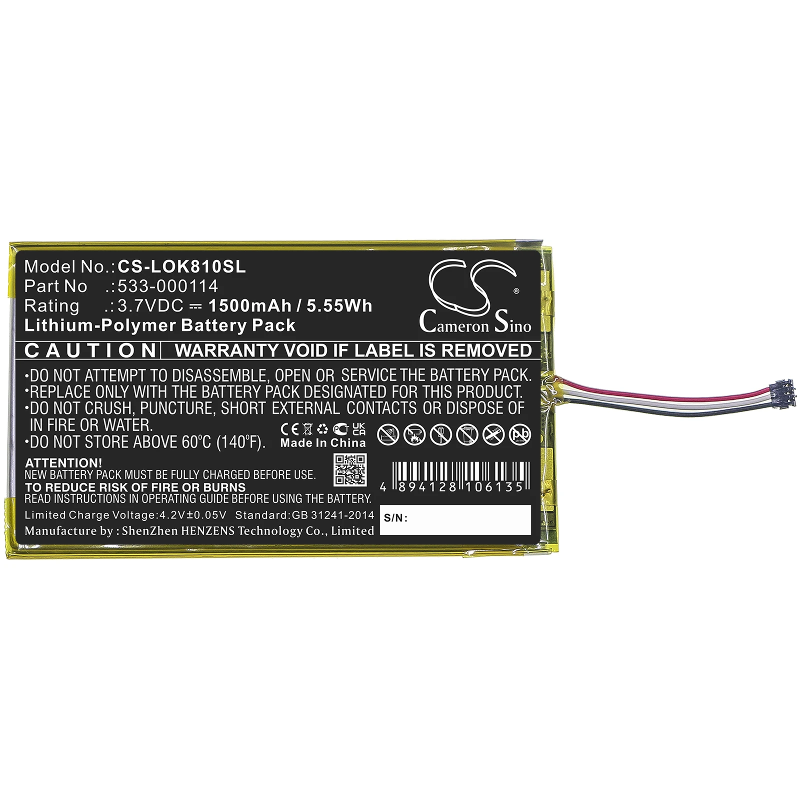 

Keyboard,Mouse Battery For Logitech:IIIuminated Keyboard K810,K810,533-000114,1500mAh / 5.55Wh--Li-Polymer--3.70V