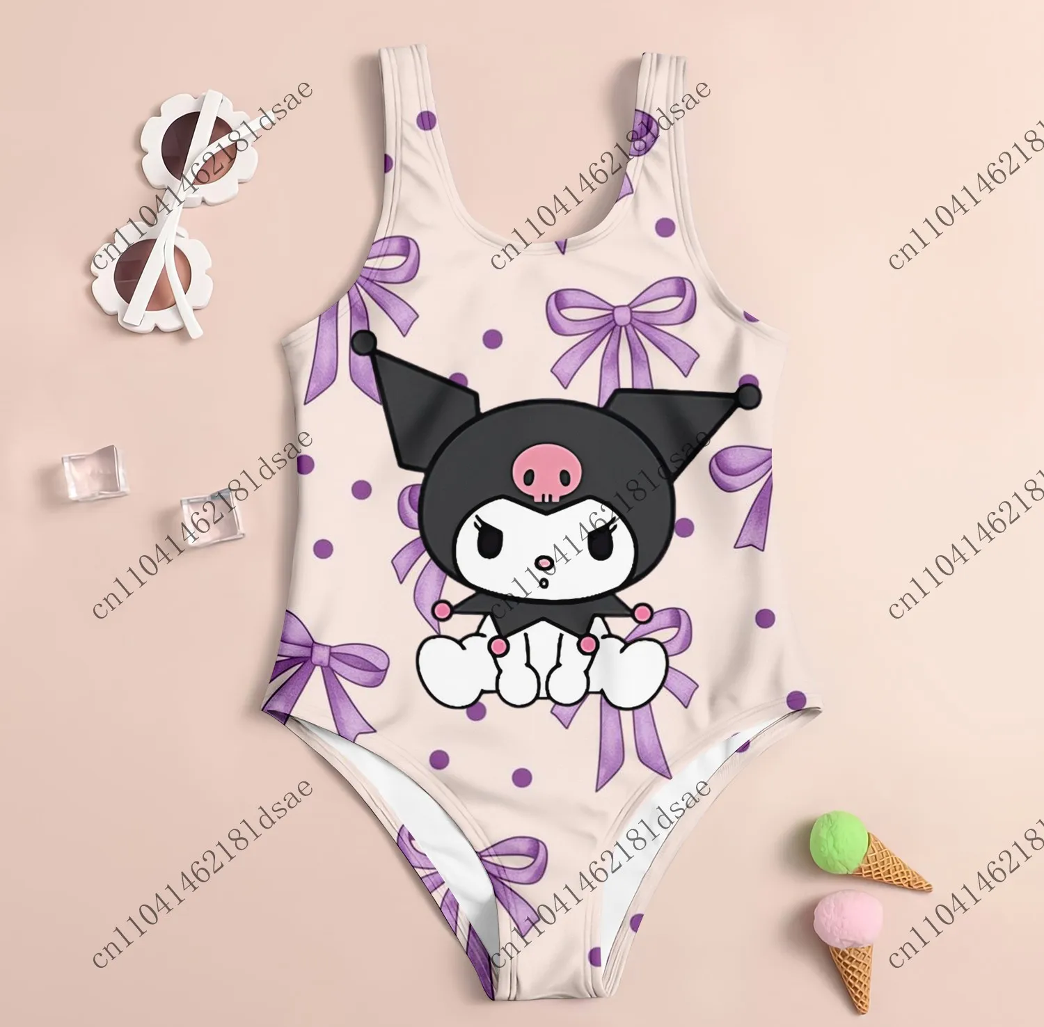 ملابس سباحة مطبوعة ثلاثية الأبعاد سانريو كورومي للسباحة على شاطئ البحر والرياضات الخارجية والمنزل من ألياف البوليستر قابلة للتنفس للأطفال البالغين والنساء اللطيفة #3