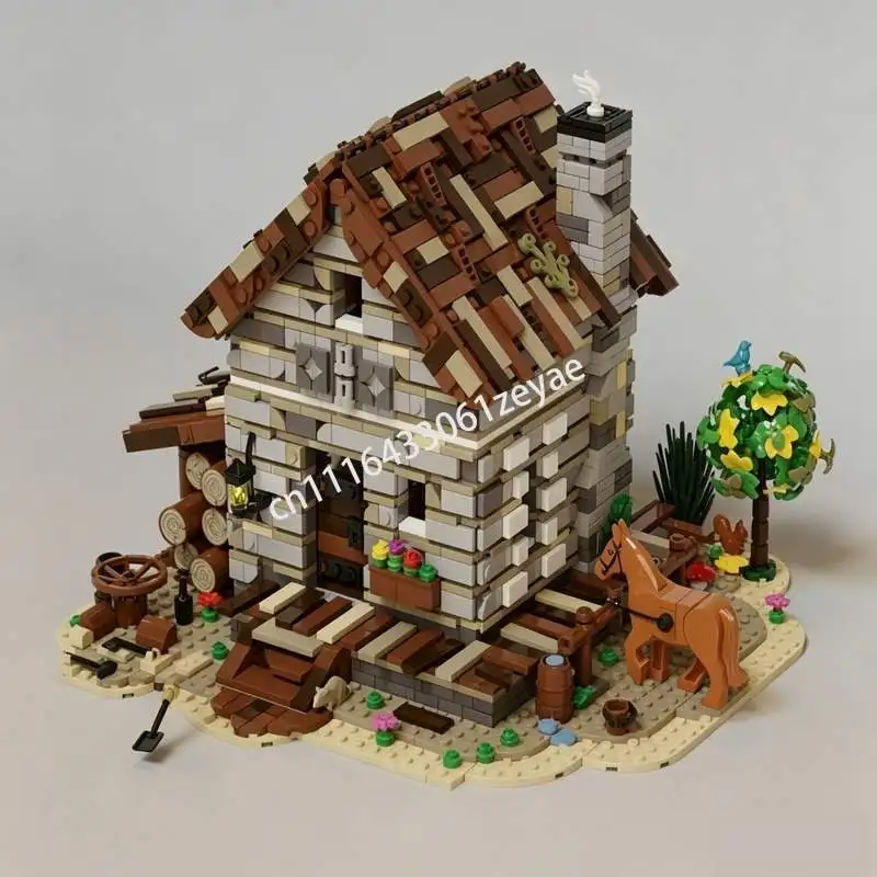2080PCS Old Stone House Cottage MOC Creative Architecture Model Custom Building Blocks DIY Assembly Educational Toy Display Gift