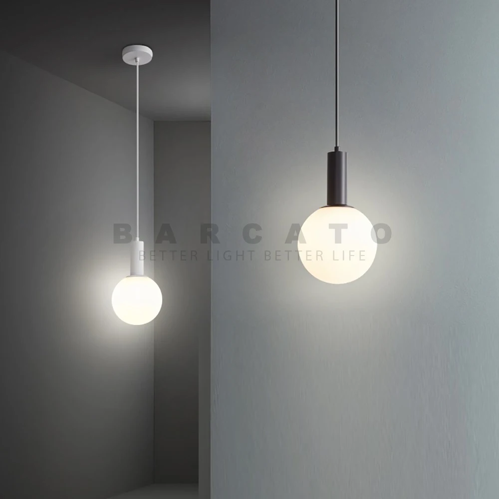 

Modern Nordic Glass Ball Pendant Lights G9 Creative Minimalist LED Hanging Lamp Designer Bedroom Bedside Dining Room Coffee Bar