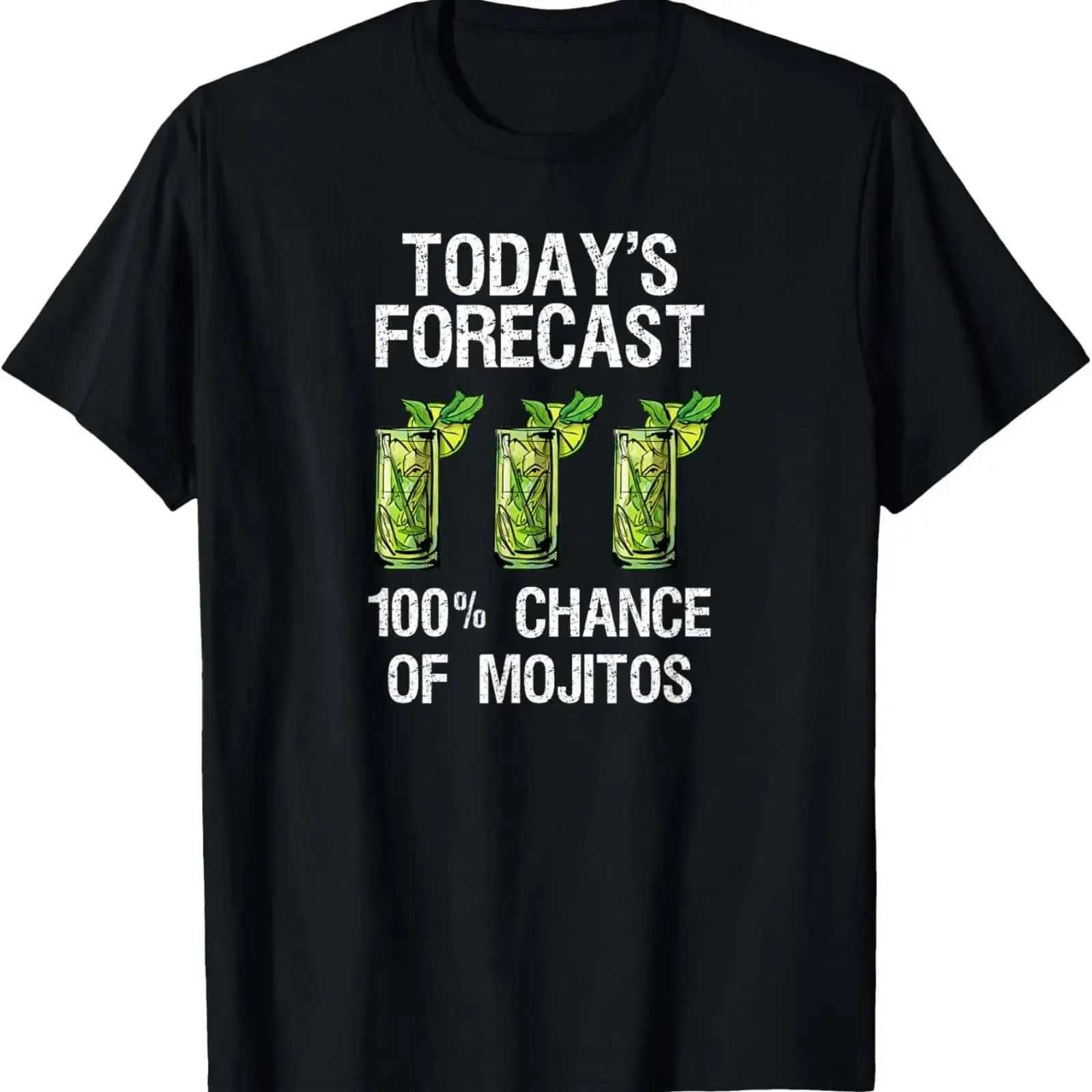 Funny Mojito Forecast T Shirt for Cocktail Lovers  vintage Washed Unisex Comfortable Versatile homme Top For Everyday Wear