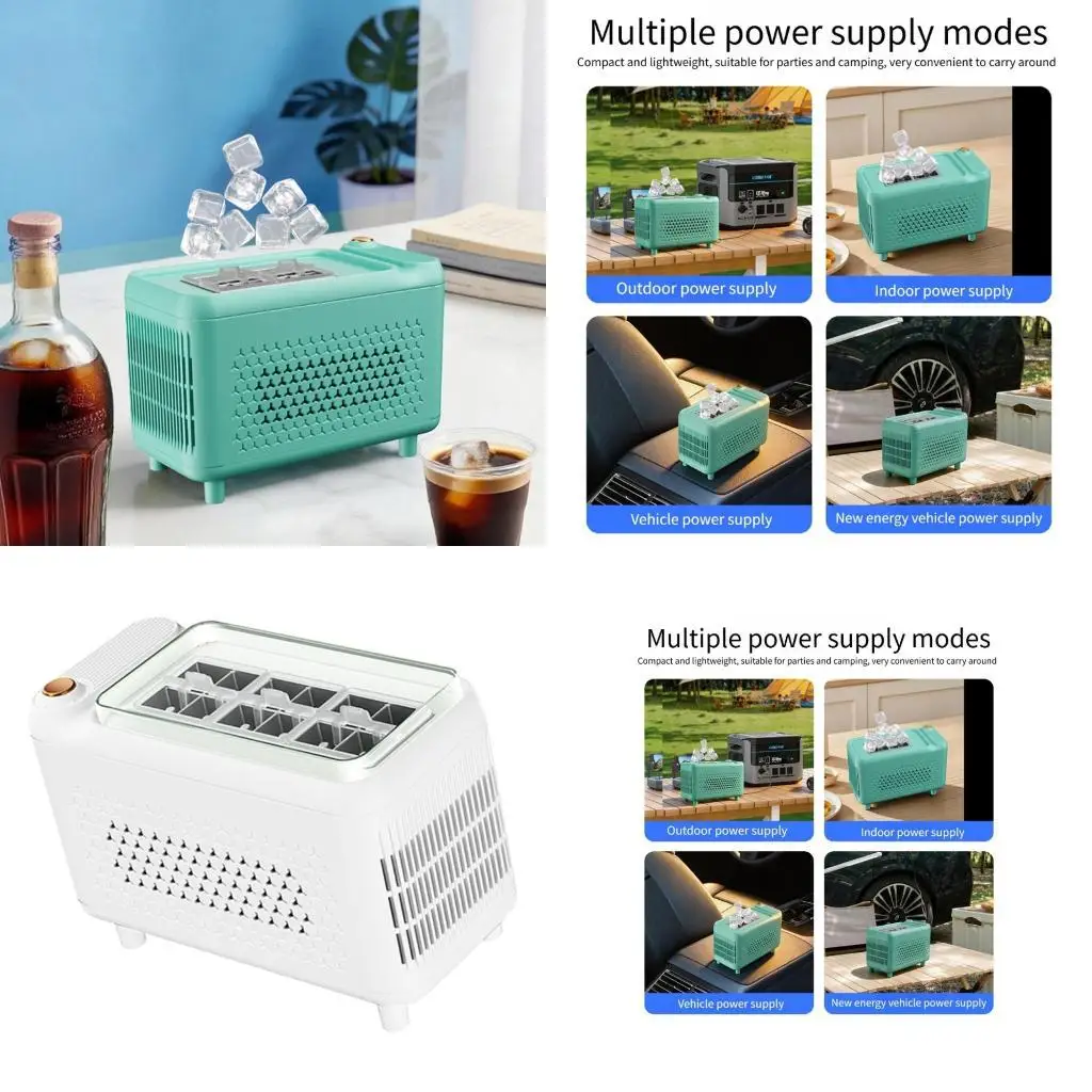 Vehicle and Tabletop Ice Maker Machine with Clear Lid Chamber, ABS Body and Small-Footprint Design for Drink Service