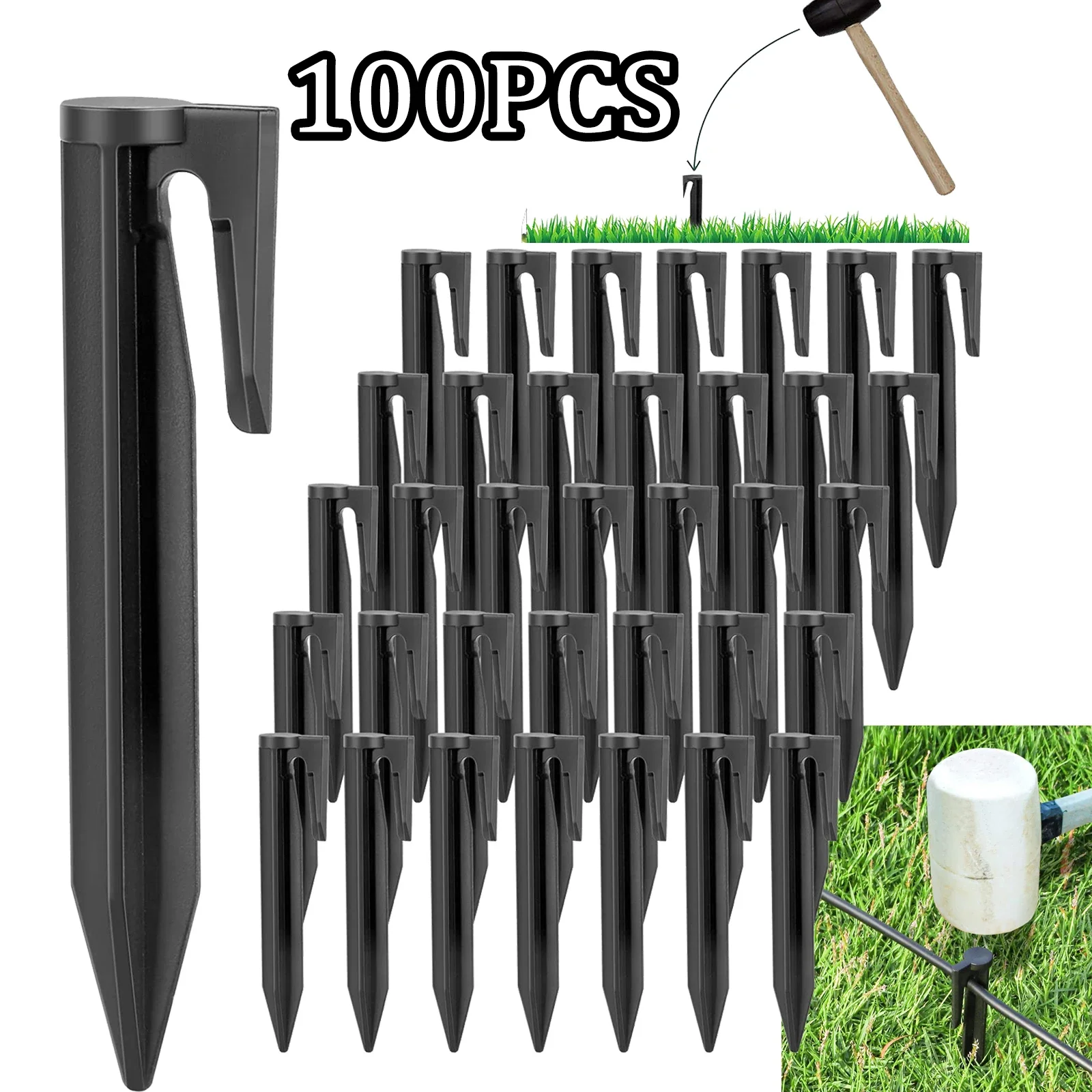 

100pcs Lawn Mower Peg Boundary Nail Ground Spikes Fixing Pins, Outdoor Camping Tent Stakes,Garden Ground Pegs,Lawn Mower Accesso