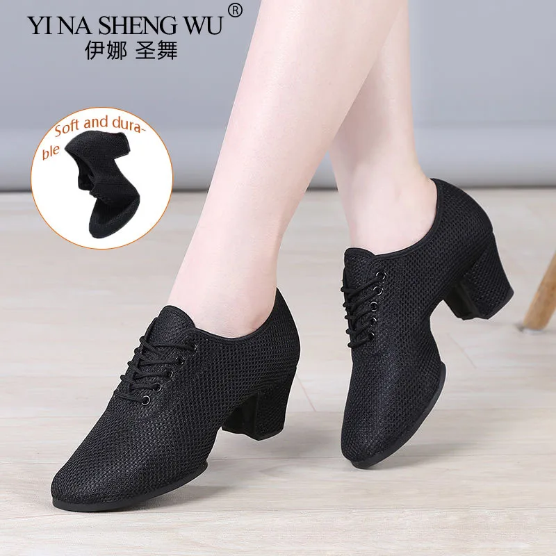 Latin Dance Shoes Adult Women Ballroom Professional Dancing Soft Soled Shoes High Heels Ladies Practice Training Dance Shoes