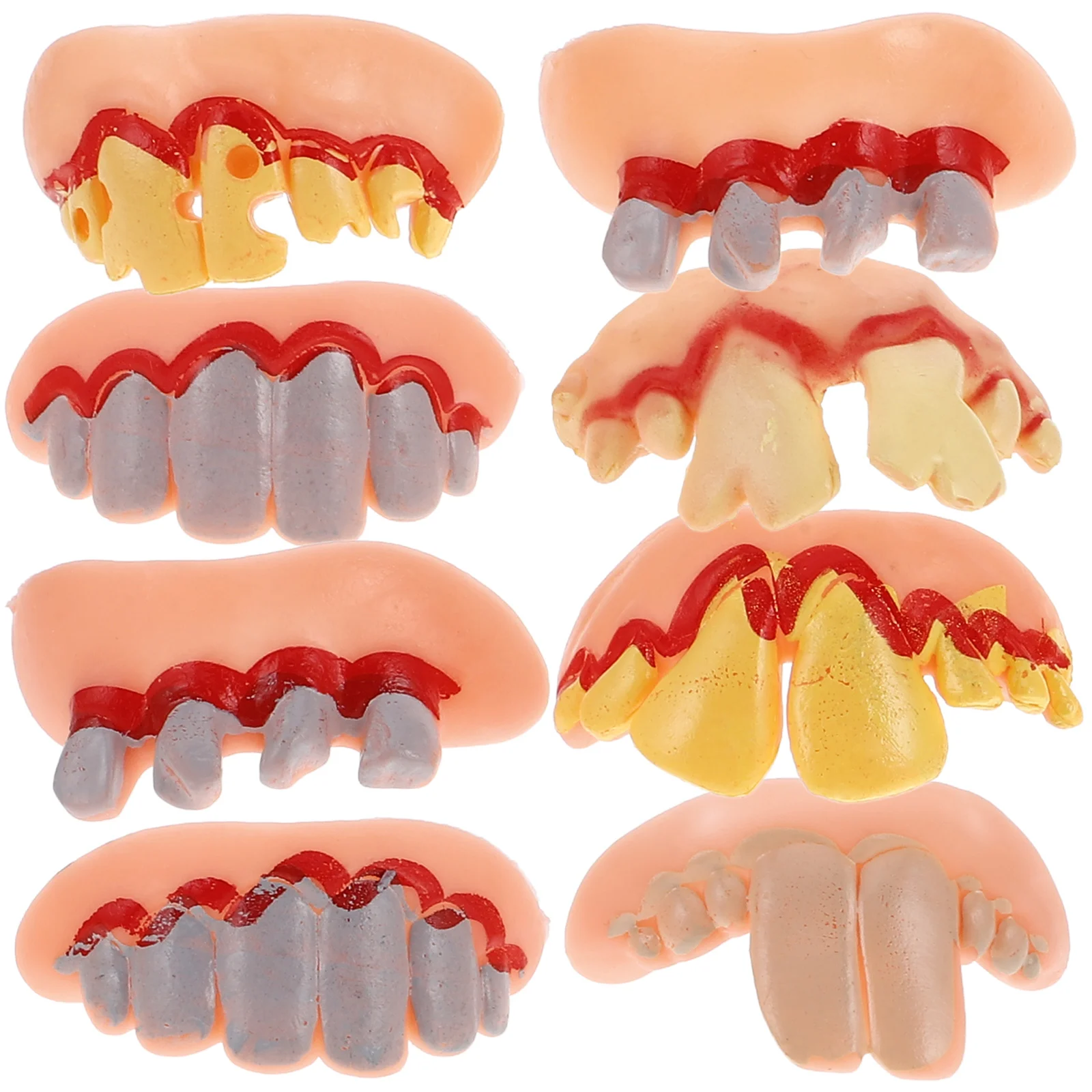 

8pcs Halloween Ugly Teeth Eco Friendly False Teeth Model Party Costumes Funny Denture Scary Play Kids Adults Cosplay Boiling