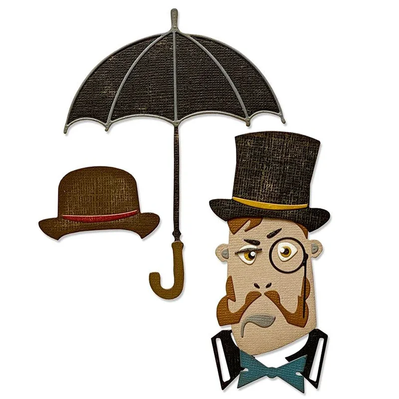 소년 금속 절단 다이 모자와 우산 다이 페이퍼 컷 스크랩북, DIY 공예 카드 만들기, 스탬프 세트 없음, 2023 신상