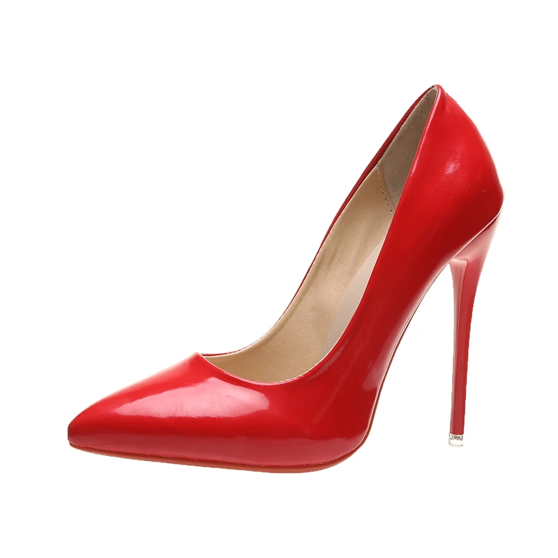 Chaussures à talons hauts à semelle rouge pour femmes, talons hauts pointus sexy, chaussures provoqué de mariée, grande taille, 12cm