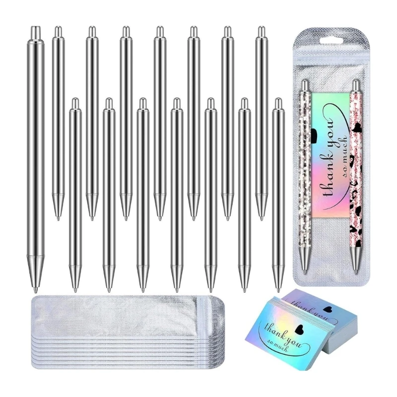 

DXAB 15PCS Metal Retractable Ballpoint Pen with Thank You Cards, for DIY Writing Pen