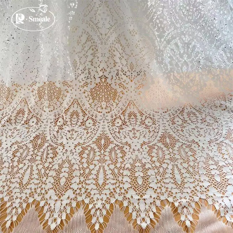 3Meters.Cotton Rope Embroidery Eyelash Lace Fabric.White Wedding Dress Flowers Sewing Accessories High Quality