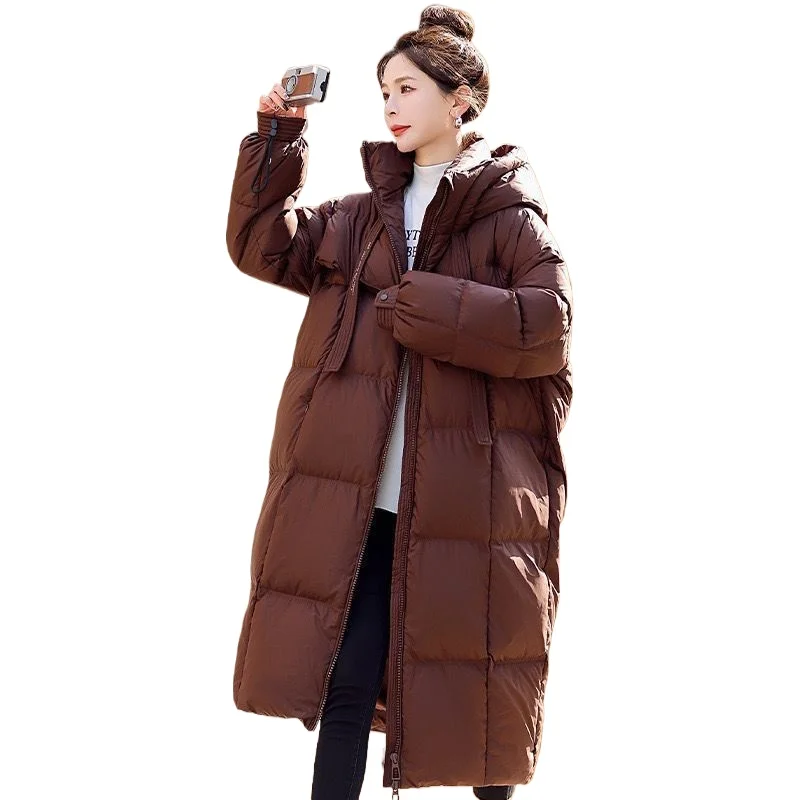 

Korean Version of The Big Quilt, New Down Cotton Clothes Winter Women's Long Knee Jacket, Thickened Large Size Women's Clothing