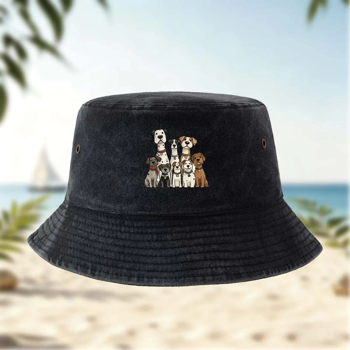 High Quality Printed Pack of Dogs Pattern Fisherman Hat Fishing Hat All Seasons Universal Bucket Hat Basin Hat Unisex Hip-Hop Ha