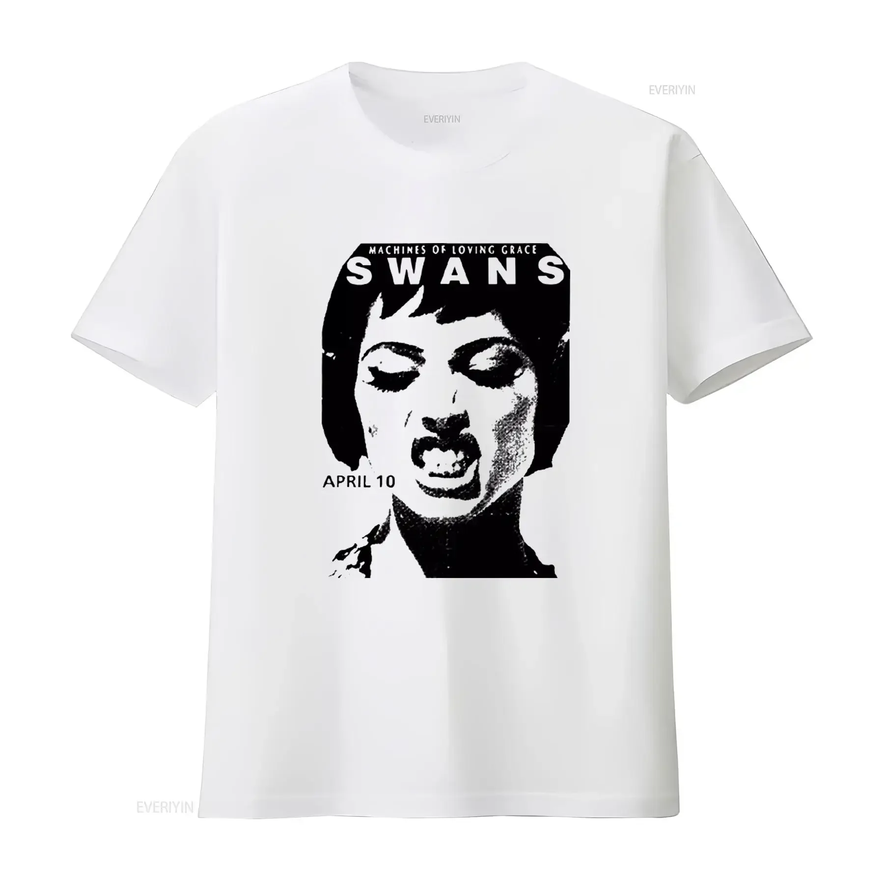Swans Industrial Noise Punk Band Music Poster T Shirt Top L vintage Washed Versatile fashion graphic Casual Unisex
