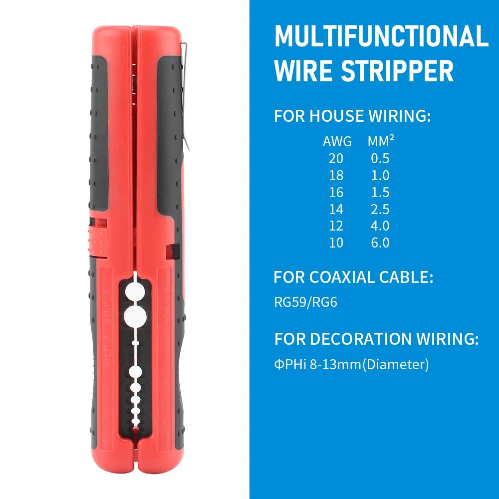 Multifunktionale Kabel-Abisolierzange, Schneidzange, Handwerkzeug, Hardware-Werkzeug, tragbar, rutschfester Griff, Abisolierstift mit Clip