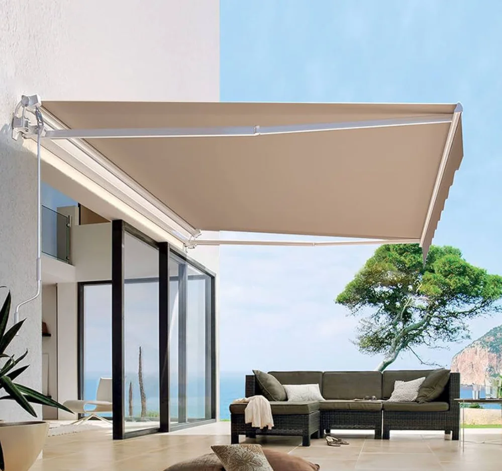 Villa Installed Against The Wall Outdoor Leisure Sunshade High Quality Manual Awning Retractable Finished Product Canopy