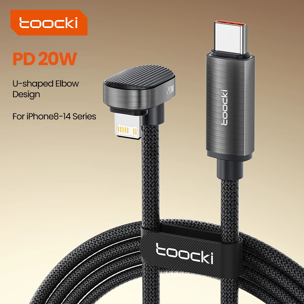 Toocki PD 20W USB C naar Lightning-kabel voor iPhone 14 13 12 11 Pro Max 2.4A Snel opladen USB-C U-vormig voor iPad Gaming-kabel
