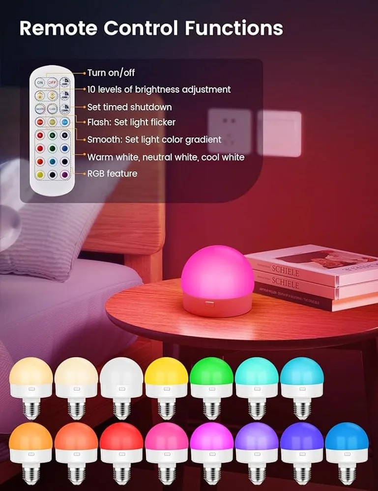 Able Light Bulb With Remote And Magnetic E27 E14 Bases Offers Quick Installation Across Various