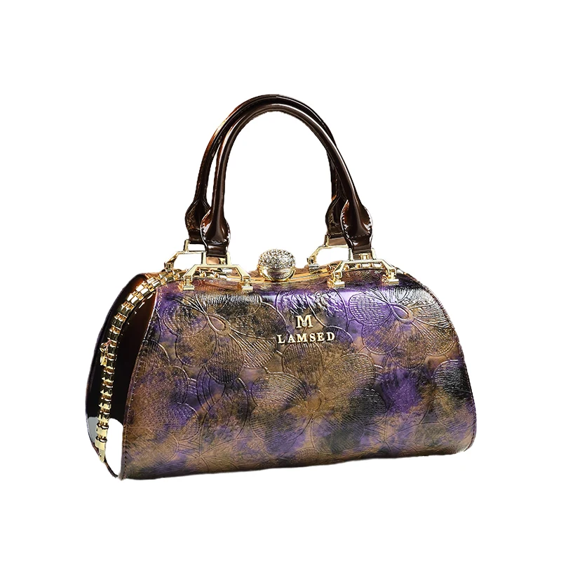 2024 nuova borsa da donna in pelle di lusso moda diamanti fibbia tracolla Messenger Boston borse borse fiori portatili