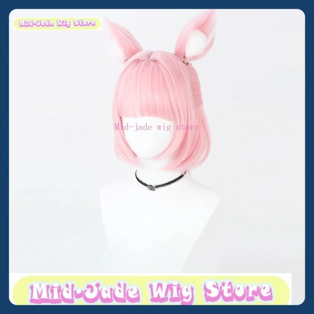 Peluca de jade medio tienda archivo azul Mika Cosplay peluca Anime juego de rol pelo sintético fiesta de Halloween